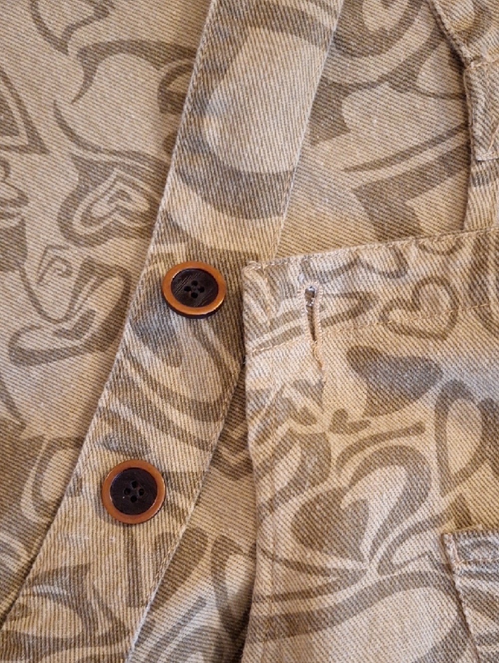 easel Olive Abstract-Print Wide Leg Overalls. NWOT Size Small - Picture 12 of 14